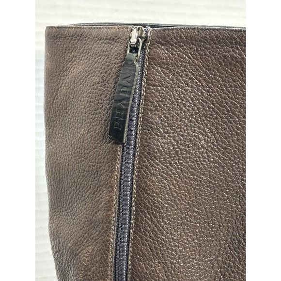 Prada Sport Linea Rossa Brown Leather Knee High Boots Womens 38 Made In Italy - Picture 4 of 14